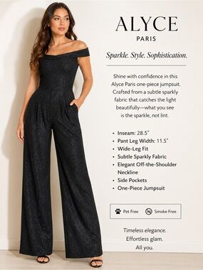 ✨ Alyce Paris Black Sparkle Wide Leg Jumpsuit ✨